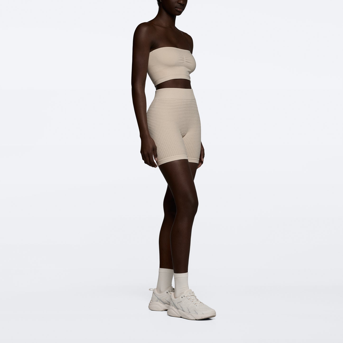 Waffle Wellness Regular Waist Medium Shorts - Off White
