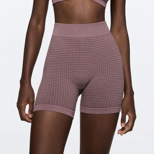 Waffle Wellness Regular Waist Medium Shorts - Old Lilac
