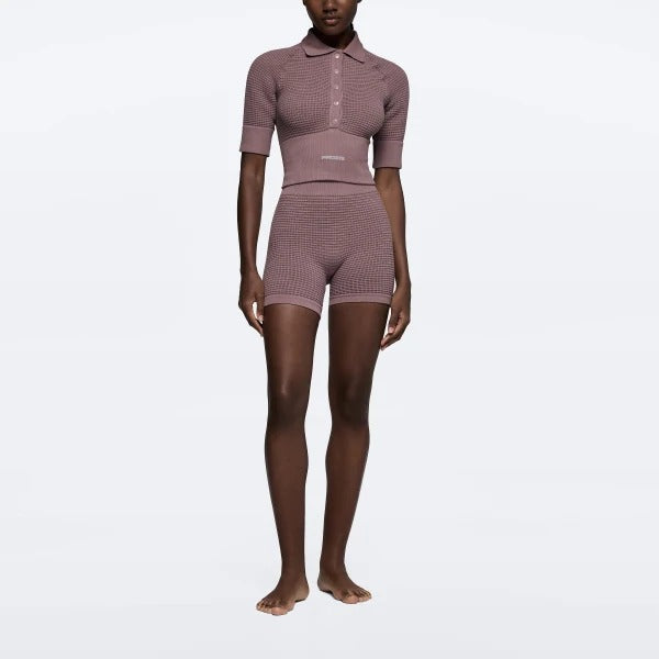 Waffle Wellness Regular Waist Medium Shorts - Old Lilac