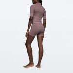 Waffle Wellness Regular Waist Medium Shorts - Old Lilac