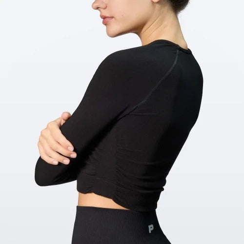 Wellness Retreat LS Crop Top - Black