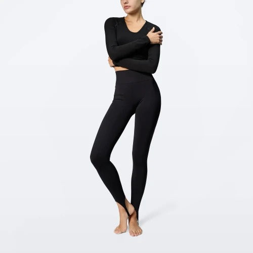 Wellness Retreat LS Crop Top - Black