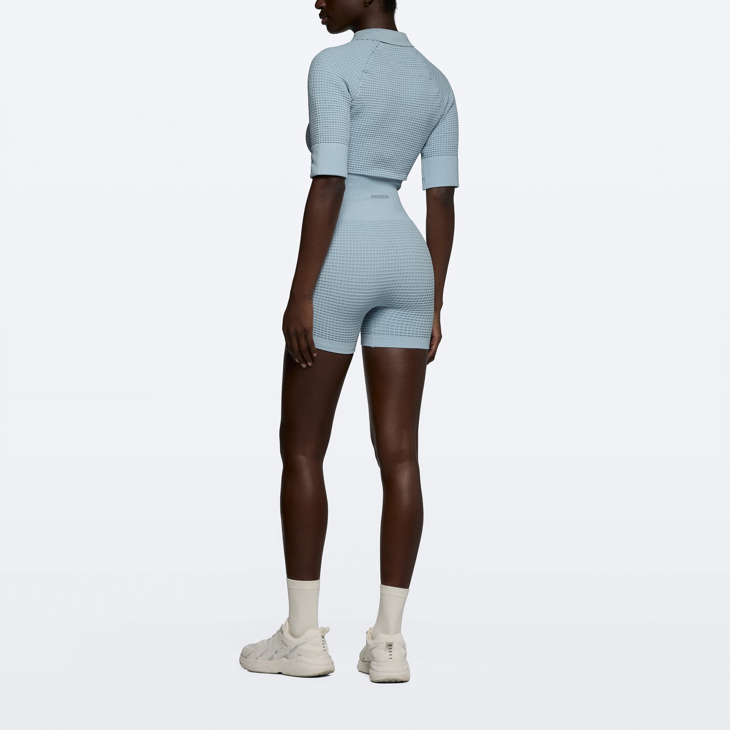Waffle Wellness Short Jumpsuit - Sky Blue
