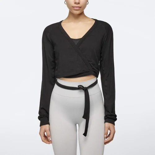 Wellness Retreat LS Crop Sweatshirt - Black