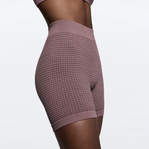 Waffle Wellness Regular Waist Medium Shorts - Old Lilac