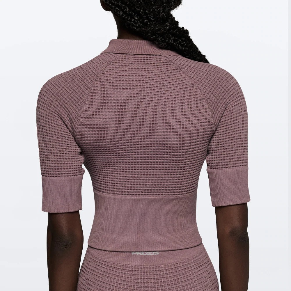 Waffle Wellness Crop Top - Old Lilac