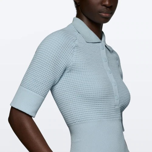 Waffle Wellness Short Jumpsuit - Sky Blue