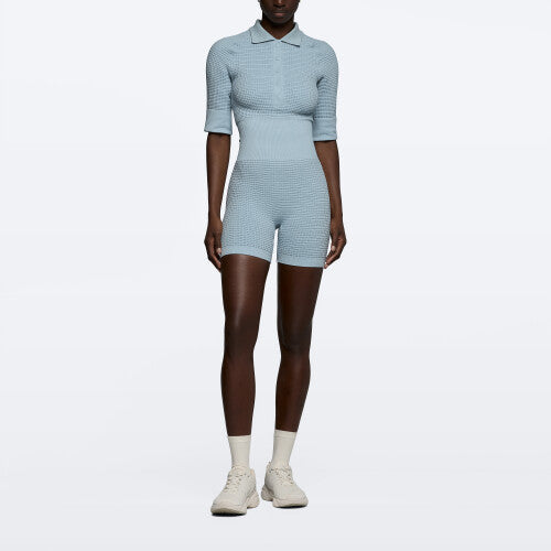 Waffle Wellness Short Jumpsuit - Sky Blue